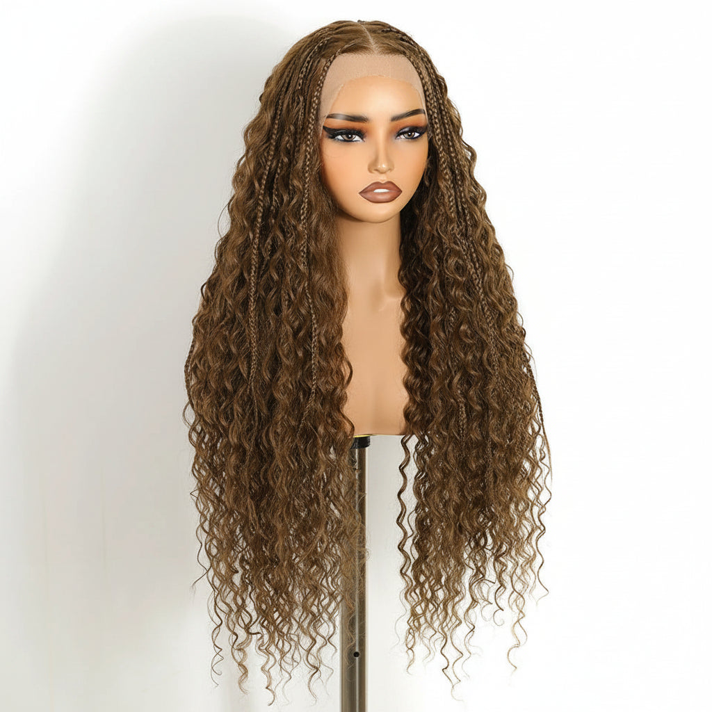 Women's Black Faux Locs Synthetic Lace Wig — product view
