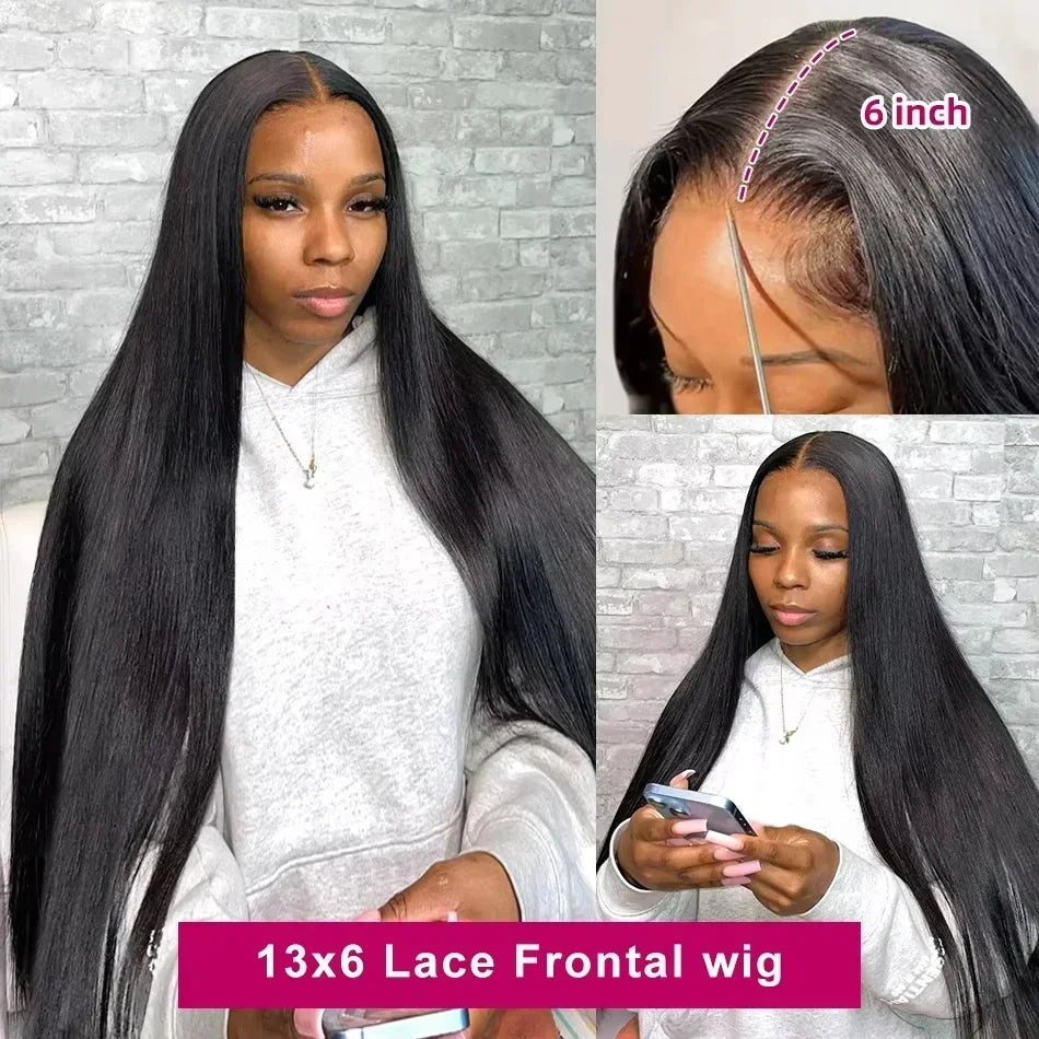 Glueless Black Straight Human Hair Lace Wig — product view