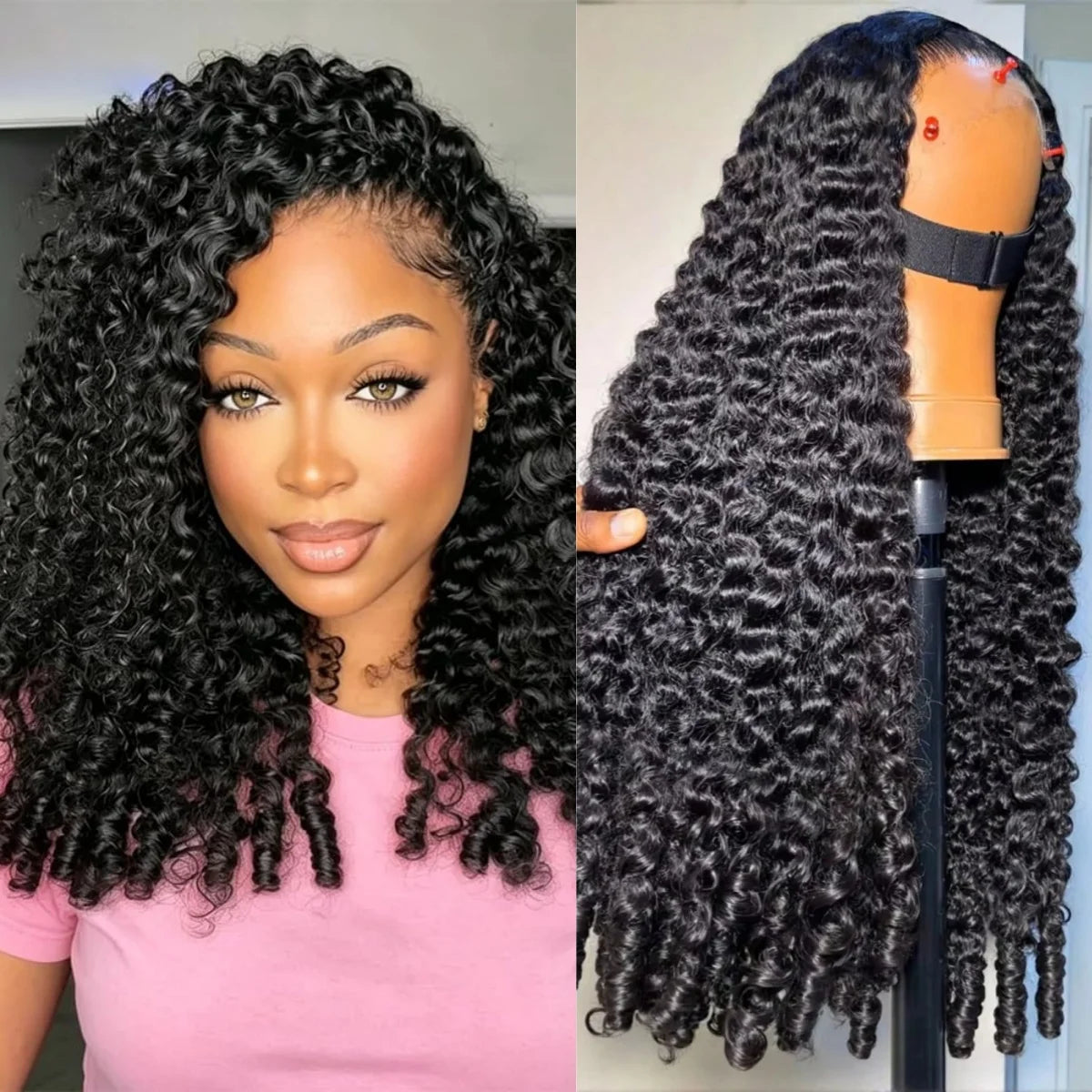 Women's Curly Human Hair Lace Wig — product view