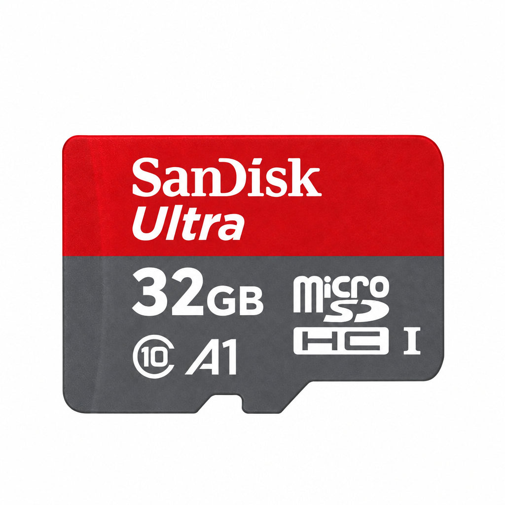 A SanDisk Ultra 2GB microSDHC (Class 10, A1) memory card shown on a plain white background. The card features a dual-color design with a red top half and a gray bottom half, both printed with white text.